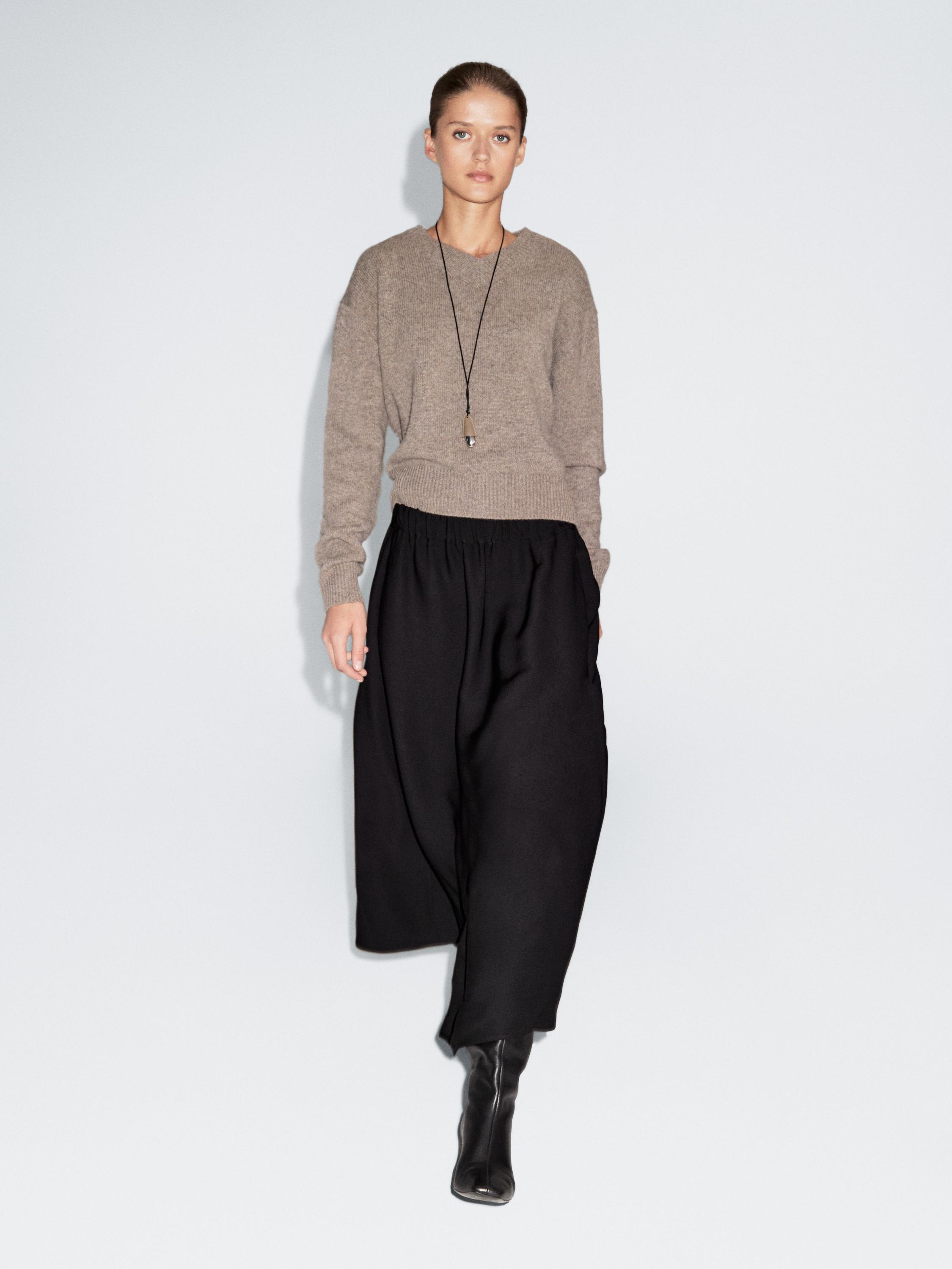 Jupe midi évasée à taille élastique